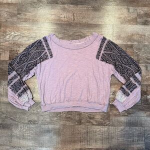 Free People We the Free Island Dream Wide Neck Top With Embroidery Size Small